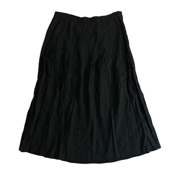Dresses & Skirts - Stanley Blacker Black‎ Linen Rayon Pleated A-Line Lined Midi Skirt Plus Size 16